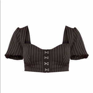 (Brand new) Black Pinstripe Puff Sleeve Crop Top